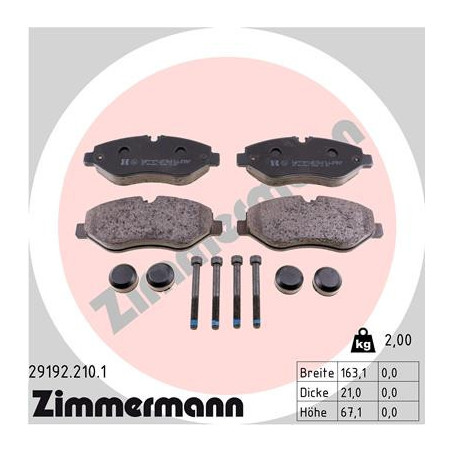 ZIMMERMANN 29192.210.1 Brzdové platničky Predné pre