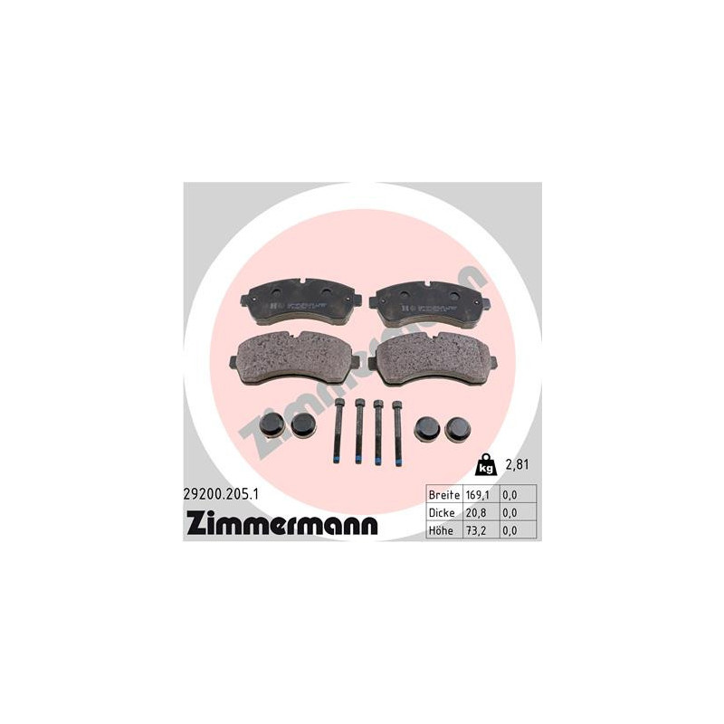 ZIMMERMANN 29200.205.1 Brzdové platničky Predné pre