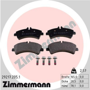 ZIMMERMANN 29217.205.1 Pastillas de freno Trasero para