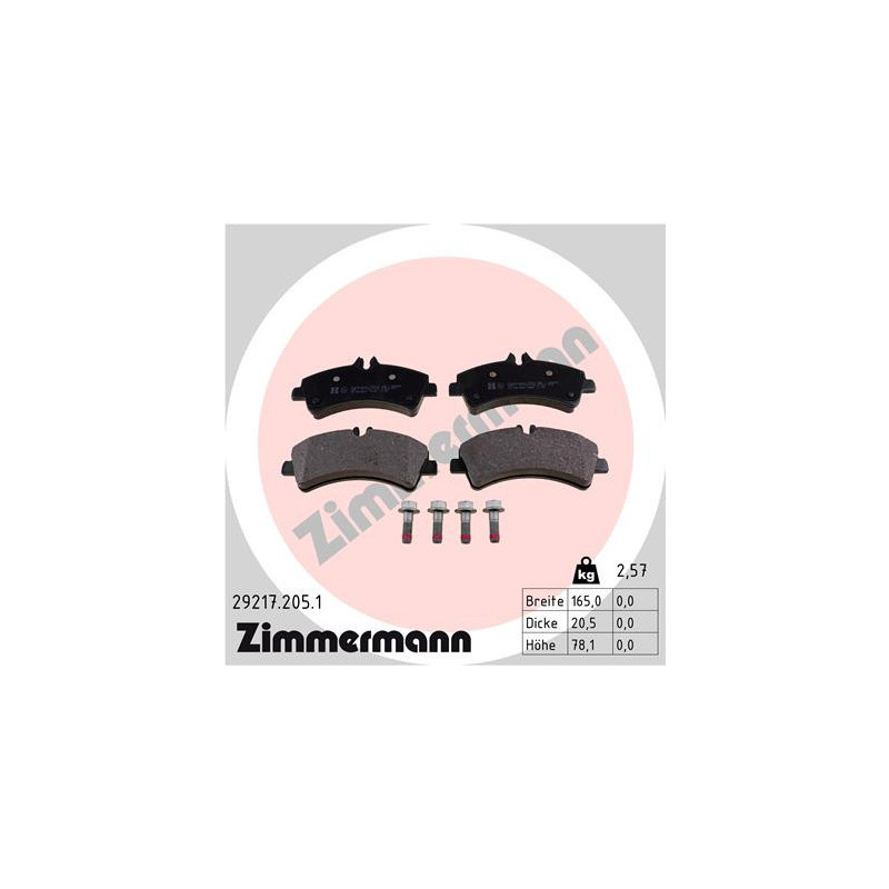 ZIMMERMANN 29217.205.1 Brake Pads Set Rear for