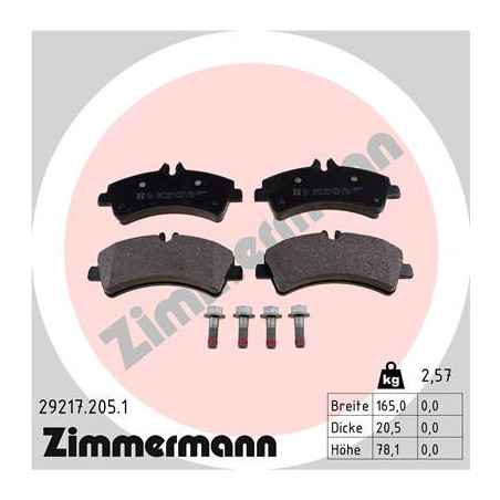 ZIMMERMANN 29217.205.1 Brake Pads Set Rear for