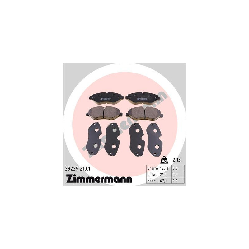 ZIMMERMANN 29229.210.1 Brzdové destičky Přední pro