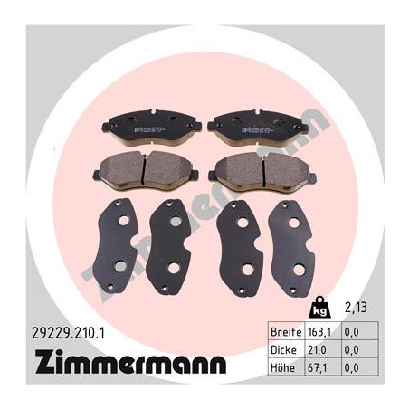 ZIMMERMANN 29229.210.1 Brzdové platničky Predné pre