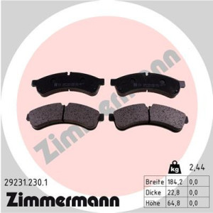 ZIMMERMANN 29231.230.1 Pastillas de freno Trasero para
