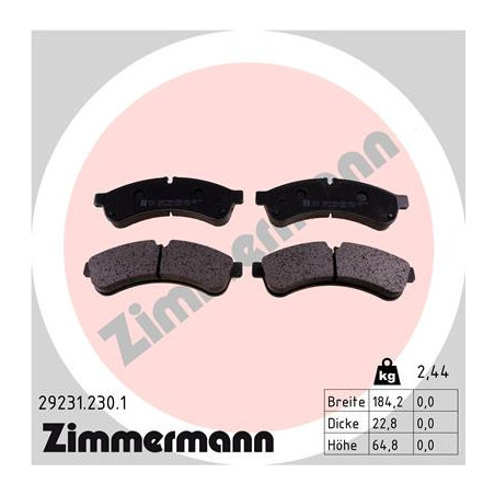 ZIMMERMANN 29231.230.1 Brake Pads Set Rear for