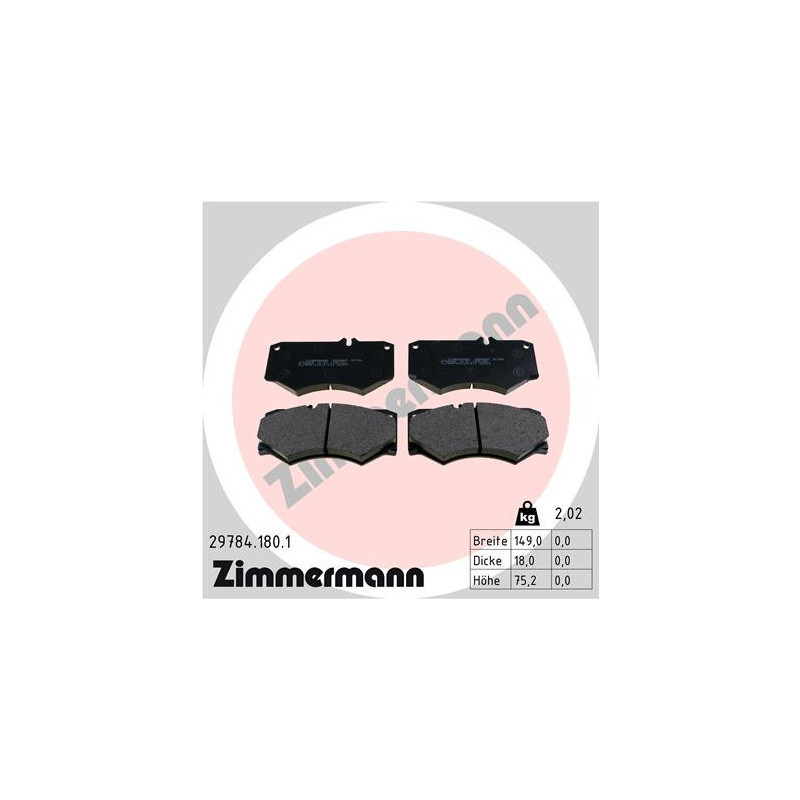 ZIMMERMANN 29784.180.1 Bremsbeläge Vorne für