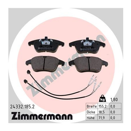 ZIMMERMANN 24332.185.2 Brzdové destičky Přední pro