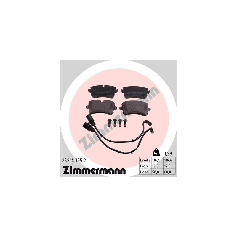 ZIMMERMANN 25214.175.2 Klocki hamulcowe Tył dla