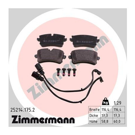 ZIMMERMANN 25214.175.2 Klocki hamulcowe Tył dla