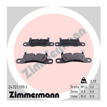 ZIMMERMANN 24721.170.1 Pastillas de freno Trasero para