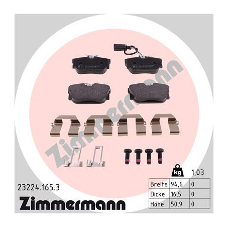 ZIMMERMANN 23224.165.3 Brzdové destičky Zadní pro