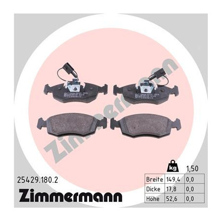 ZIMMERMANN 25429.180.2 Bremsbeläge Vorne für