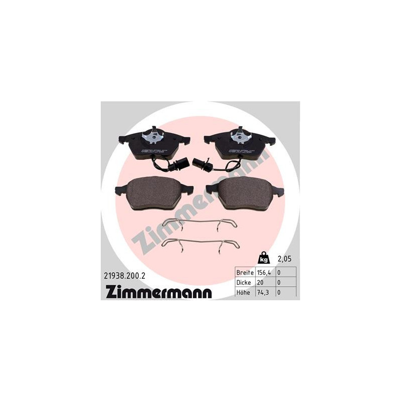 ZIMMERMANN 21938.200.2 Brake Pads Set Front for