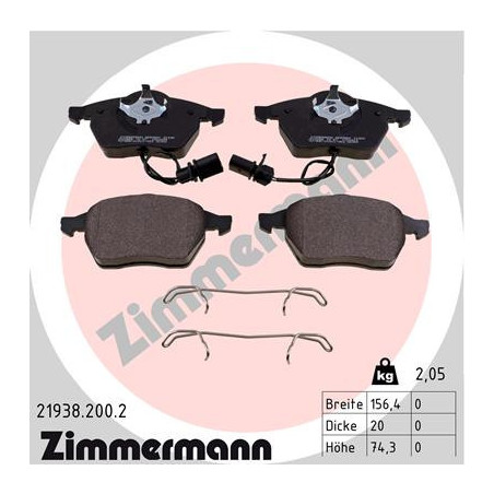 ZIMMERMANN 21938.200.2 Bremsbeläge Vorne für