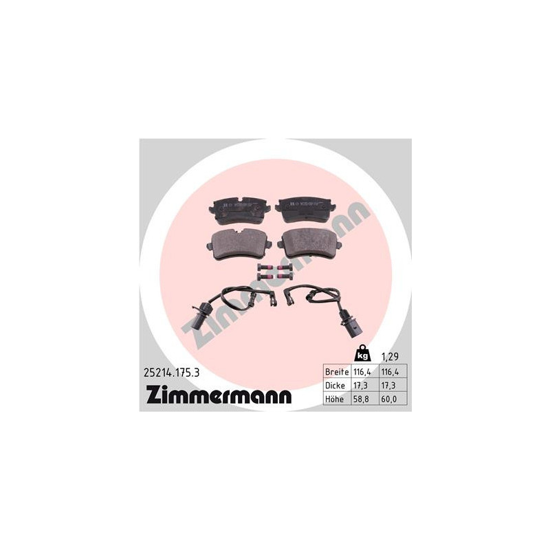 ZIMMERMANN 25214.175.3 Brake Pads Set Rear for