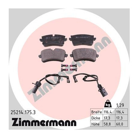 ZIMMERMANN 25214.175.3 Bremsbeläge Hinten für