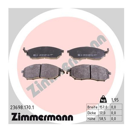 ZIMMERMANN 23698.170.1 Brake Pads Set Front for