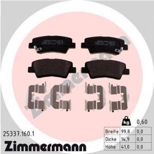ZIMMERMANN 25337.160.1 Pastiglie freno Posteriore per