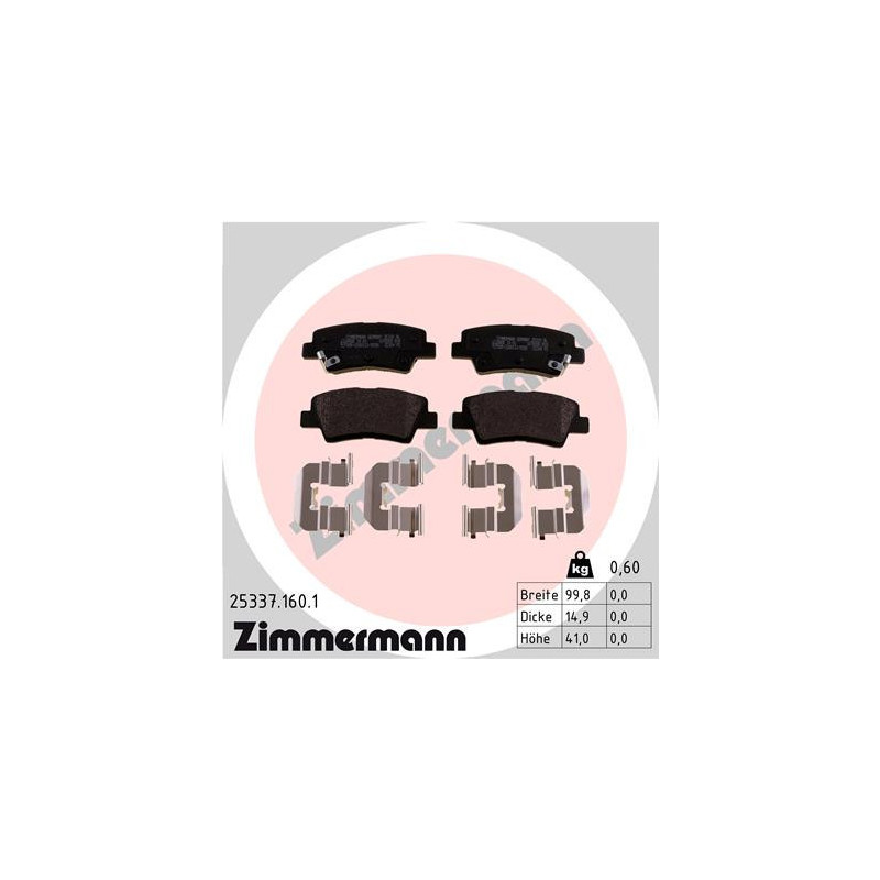 ZIMMERMANN 25337.160.1 Klocki hamulcowe Tył dla