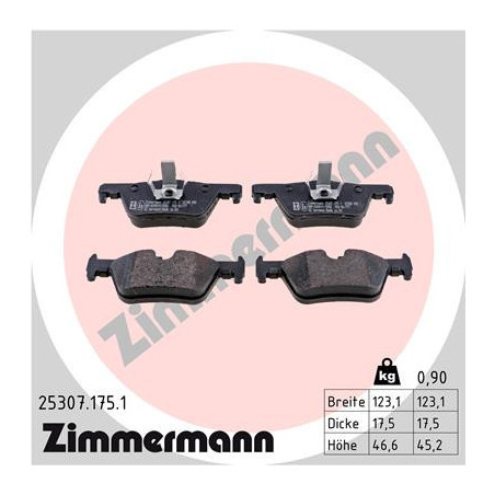 ZIMMERMANN 25307.175.1 Bremsbeläge Hinten für