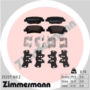 ZIMMERMANN 25337.160.2 Pastillas de freno Trasero para