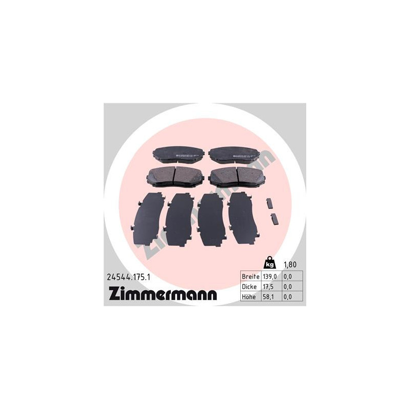 ZIMMERMANN 24544.175.1 Klocki hamulcowe Przód dla