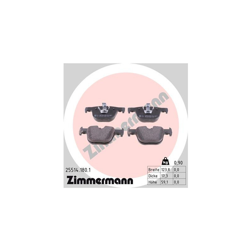 ZIMMERMANN 25514.180.1 Klocki hamulcowe Tył dla