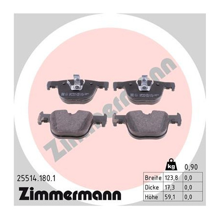 ZIMMERMANN 25514.180.1 Brake Pads Set Rear for