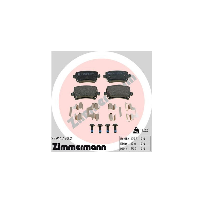 ZIMMERMANN 23914.170.2 Plaquettes de frein Arrière pour