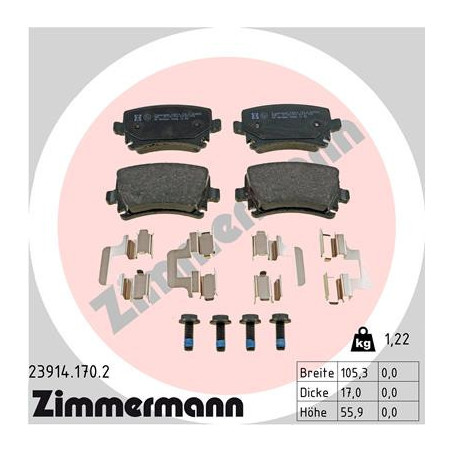 ZIMMERMANN 23914.170.2 Brzdové platničky Zadné pre