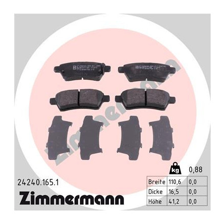 ZIMMERMANN 24240.165.1 Brzdové platničky Zadné pre