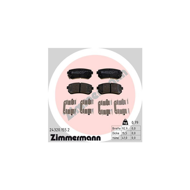 ZIMMERMANN 24320.155.2 Klocki hamulcowe Tył dla