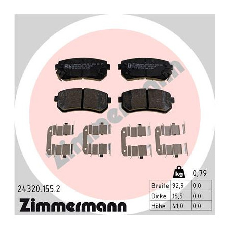 ZIMMERMANN 24320.155.2 Pastiglie freno Posteriore per