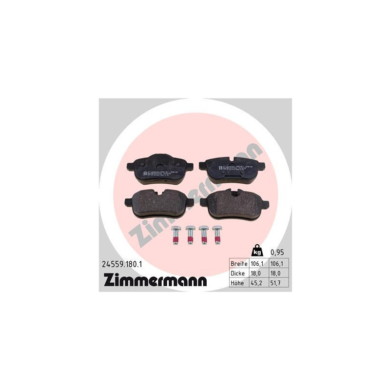 ZIMMERMANN 24559.180.1 Plaquettes de frein Arrière pour