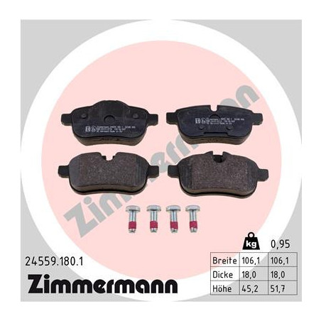 ZIMMERMANN 24559.180.1 Brake Pads Set Rear for
