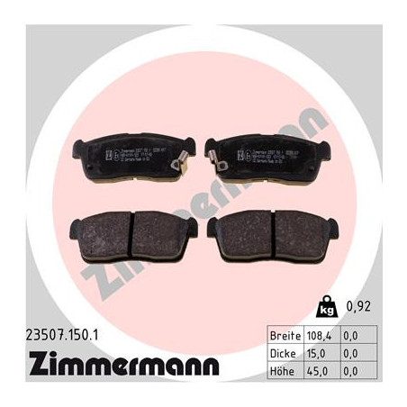 ZIMMERMANN 23507.150.1 Klocki hamulcowe Przód dla