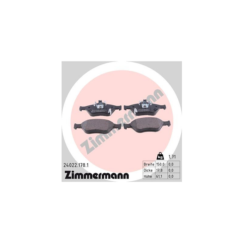 ZIMMERMANN 24022.178.1 Brzdové platničky Predné pre