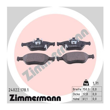 ZIMMERMANN 24022.178.1 Brzdové destičky Přední pro