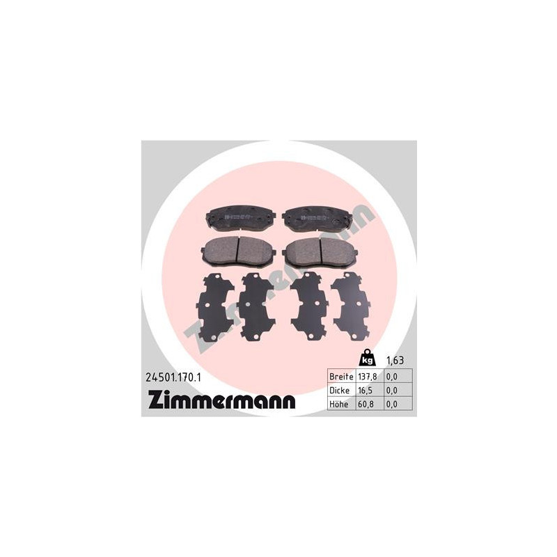 ZIMMERMANN 24501.170.1 Pastiglie freno Anteriore per