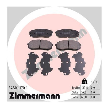 ZIMMERMANN 24501.170.1 Brzdové destičky Přední pro