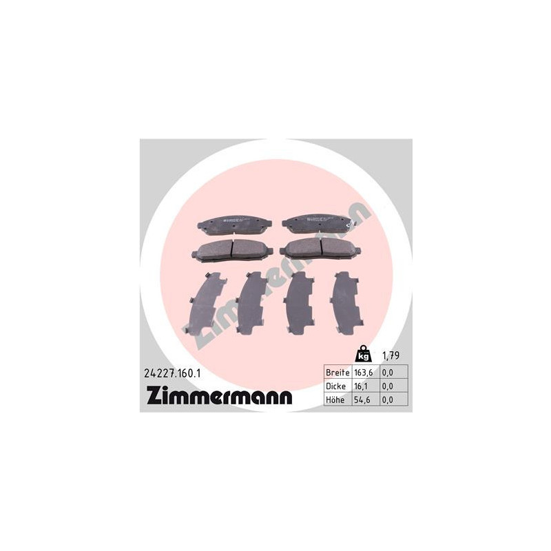 ZIMMERMANN 24227.160.1 Brzdové platničky Predné pre