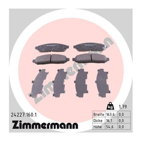 ZIMMERMANN 24227.160.1 Pastillas de freno Delantero para