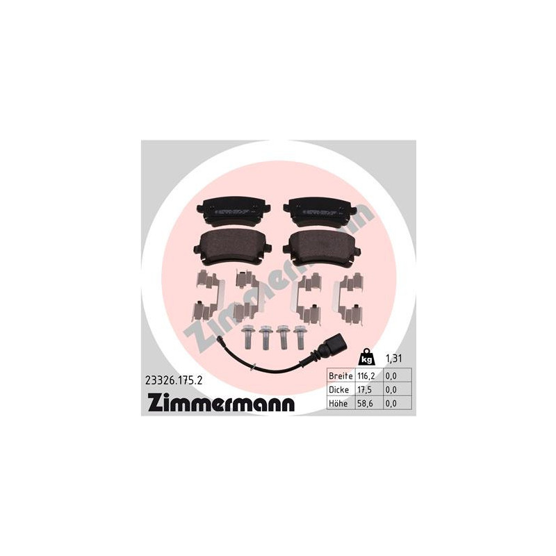 ZIMMERMANN 23326.175.2 Pastillas de freno Trasero para