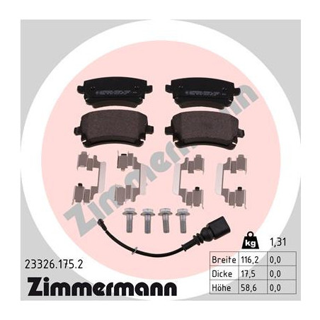 ZIMMERMANN 23326.175.2 Brzdové platničky Zadné pre