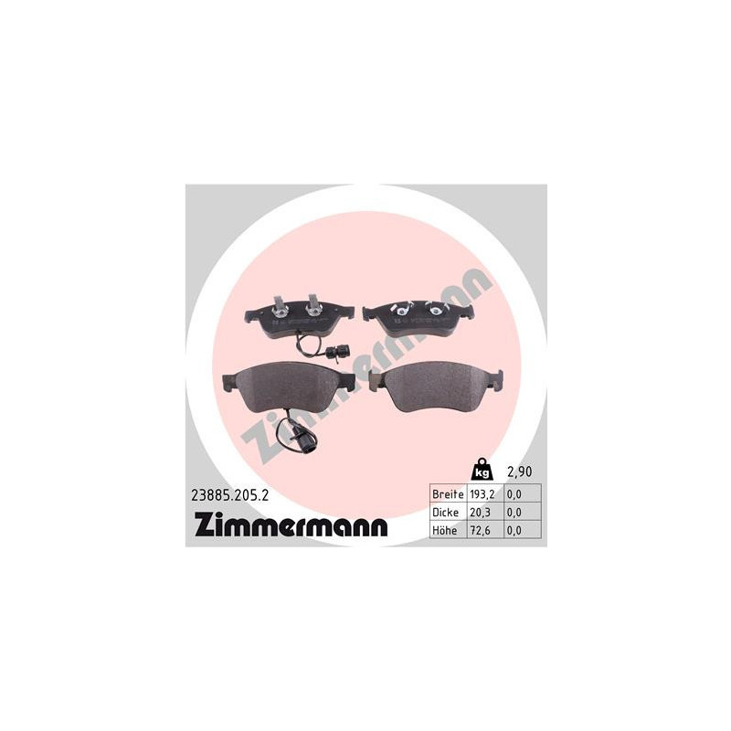 ZIMMERMANN 23885.205.2 Brzdové platničky Predné pre