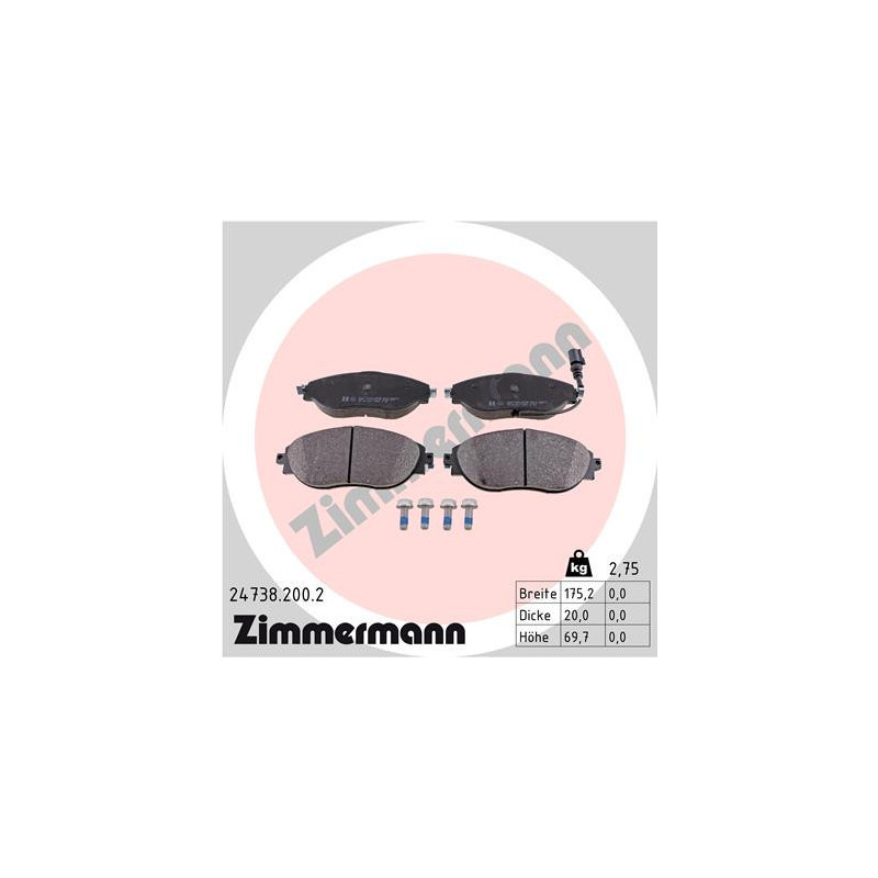 ZIMMERMANN 24738.200.2 Brzdové platničky Predné pre
