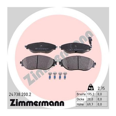 ZIMMERMANN 24738.200.2 Brzdové destičky Přední pro