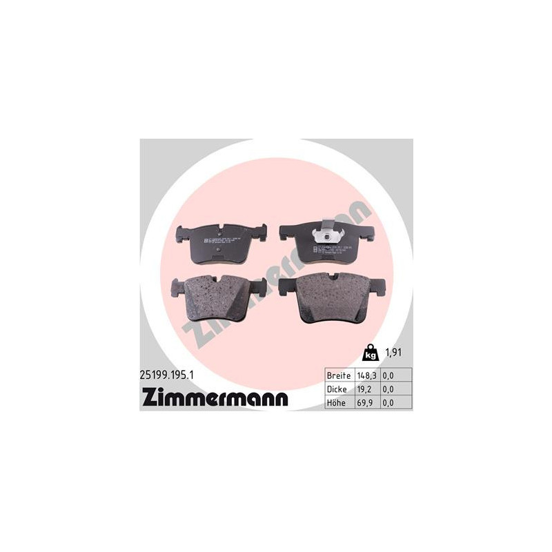 ZIMMERMANN 25199.195.1 Klocki hamulcowe Przód dla
