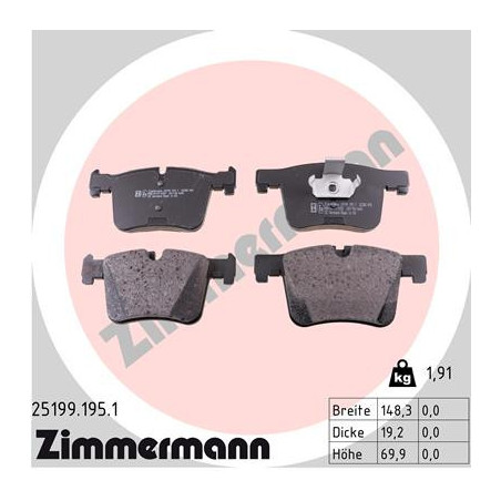 ZIMMERMANN 25199.195.1 Klocki hamulcowe Przód dla