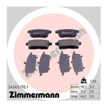 ZIMMERMANN 24545.170.1 Brzdové platničky Zadné pre